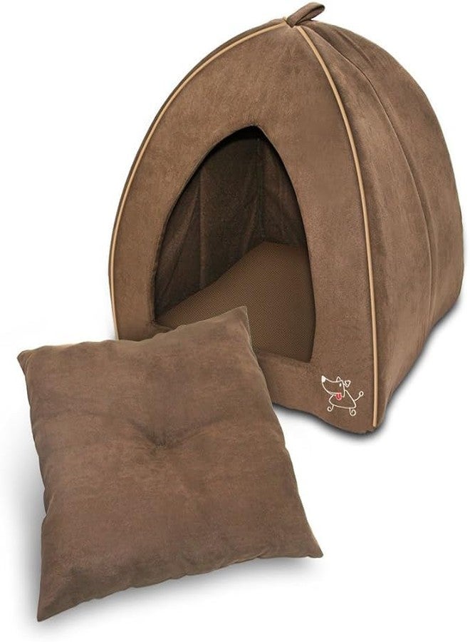 Blessing Pet Supply Premium Soft Velvet Pet Hut House | for Cats, Kittens and Small Dogs | with Reversible Cushion | Washable Cozy and Comfortable | Small | 40 x 40 x 40 cm (Cat Brown, Large) - Image 3
